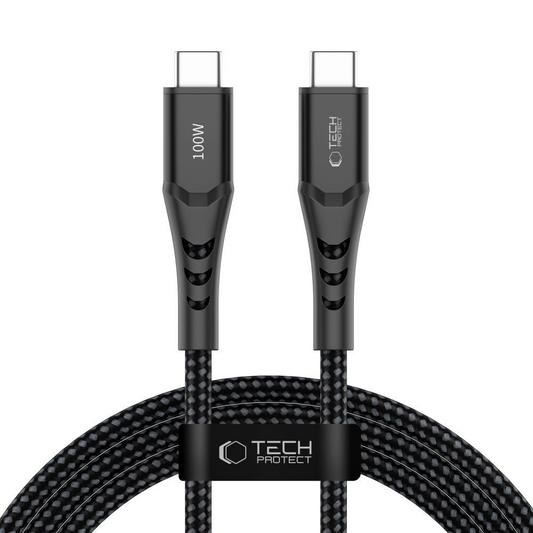 Câble de données et de charge USB-C - USB-C Tech-Protect UB11T Ultraboost, 100W, 2m, Noir