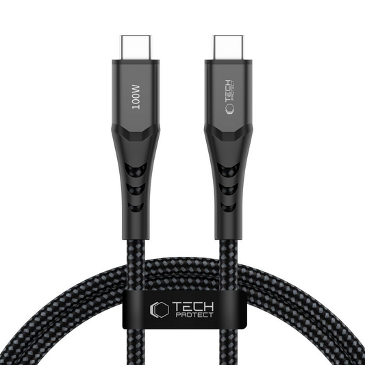 Câble de données et de charge USB-C - USB-C Tech-Protect UB11T Ultraboost, 100W, 1m, Noir