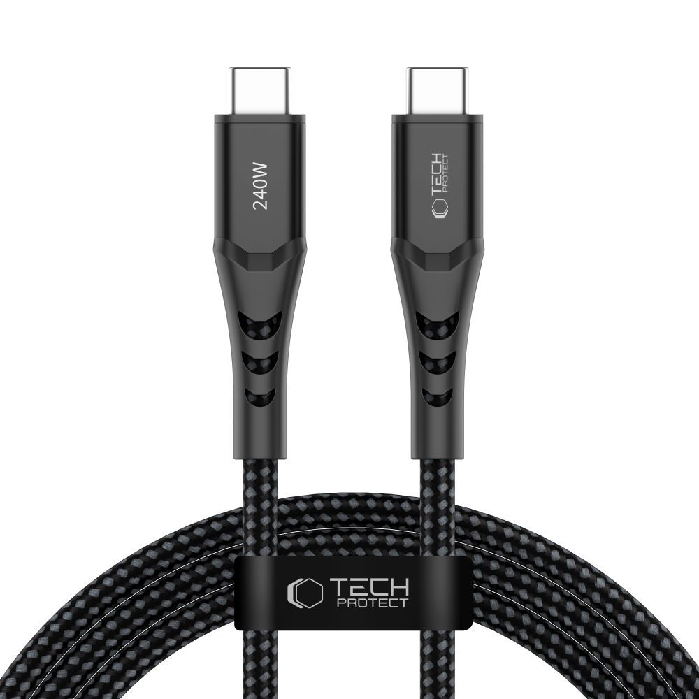 USB-C Data- en Oplaadkabel - USB-C Tech-Protect UB11T Ultraboost, 240W, 2m, Zwart