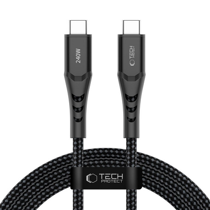 USB-C Data- en Oplaadkabel - USB-C Tech-Protect UB11T Ultraboost, 240W, 2m, Zwart