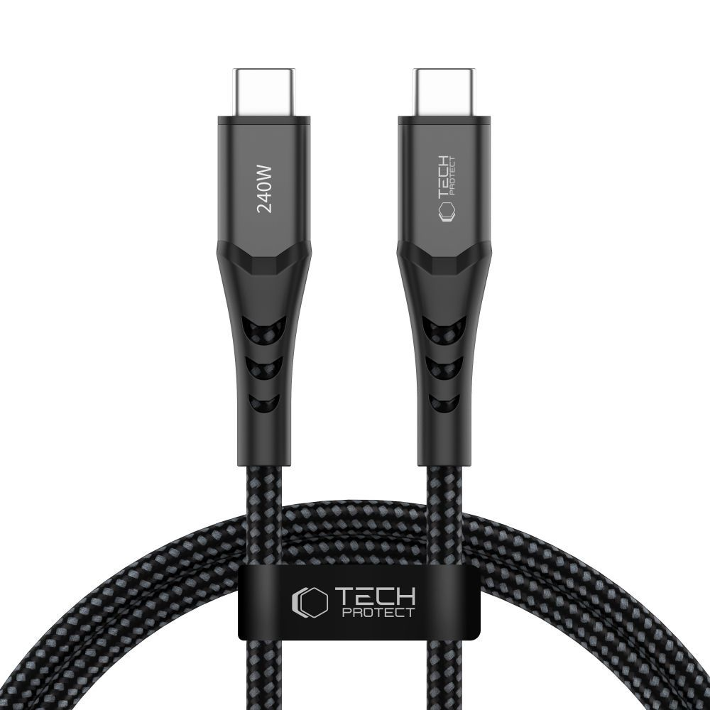 USB-C Data- en Oplaadkabel - USB-C Tech-Protect UB11T Ultraboost, 240W, 1m, Zwart