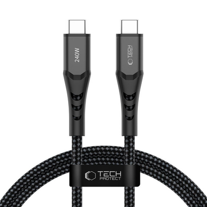 USB-C Data- en Oplaadkabel - USB-C Tech-Protect UB11T Ultraboost, 240W, 1m, Zwart
