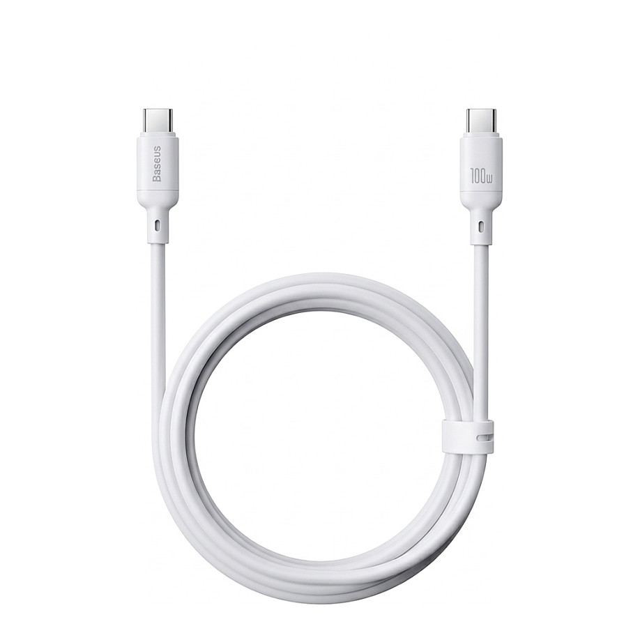 USB-C Data- en Oplaadkabel - USB-C Baseus Silky, 100W, 2m, Wit