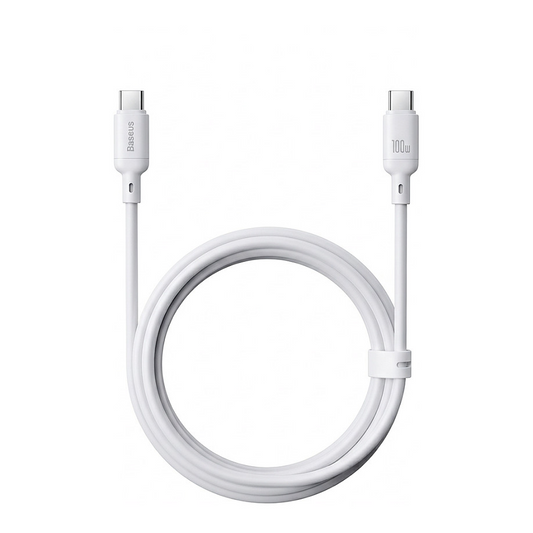 USB-C Data- en Oplaadkabel - USB-C Baseus Silky, 100W, 2m, Wit