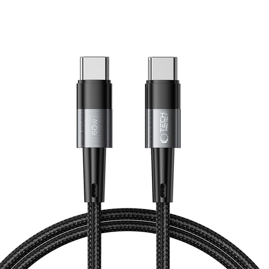 Câble de données et de charge USB-C - USB-C Tech-Protect Ultraboost, 60W, 1m, Gris
