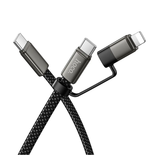 Câble de données et de charge USB-C - Lightning / USB-C HOCO X125, 60W, 1m, Noir