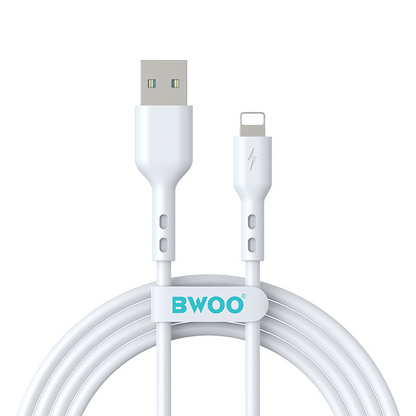 USB-A - Lightning Data- en Oplaadkabel BWOO BO-X172L-2M, 15W, 2m, Wit
