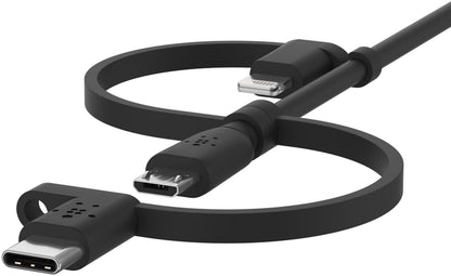 Câble de données et de charge USB-A - Lightning / microUSB / USB-C Belkin BoostCharge, 1m, Noir CAC001bt1MBK