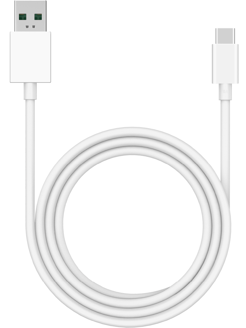 USB-A - USB-C Datakabel en Oplaadkabel Oppo DL154, 1m, Wit 611602000020