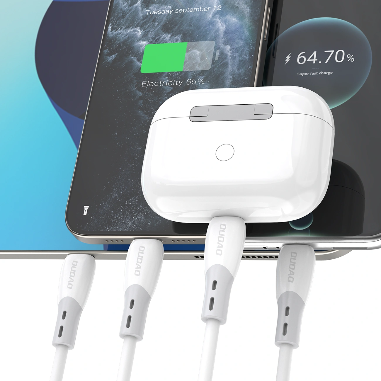 USB-C Data- en Oplaadkabel - USB-C Dudao L25SC, 60W, 2m, Wit