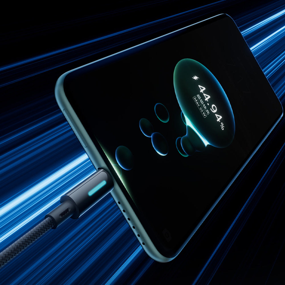 Câble de Données et de Charge USB-A - USB-C Baseus Lit Button Control, 100W, 2m, Noir P10379002121-01