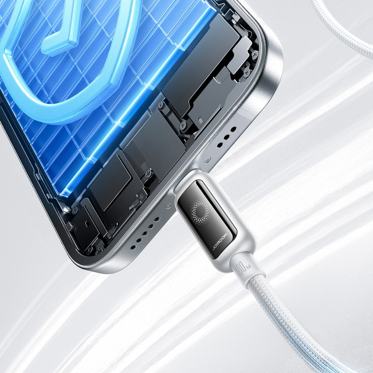 Câble de Données et de Charge USB-C - USB-C Joyroom S-A55 StarFlight Display, 100W, 1.2m, Blanc