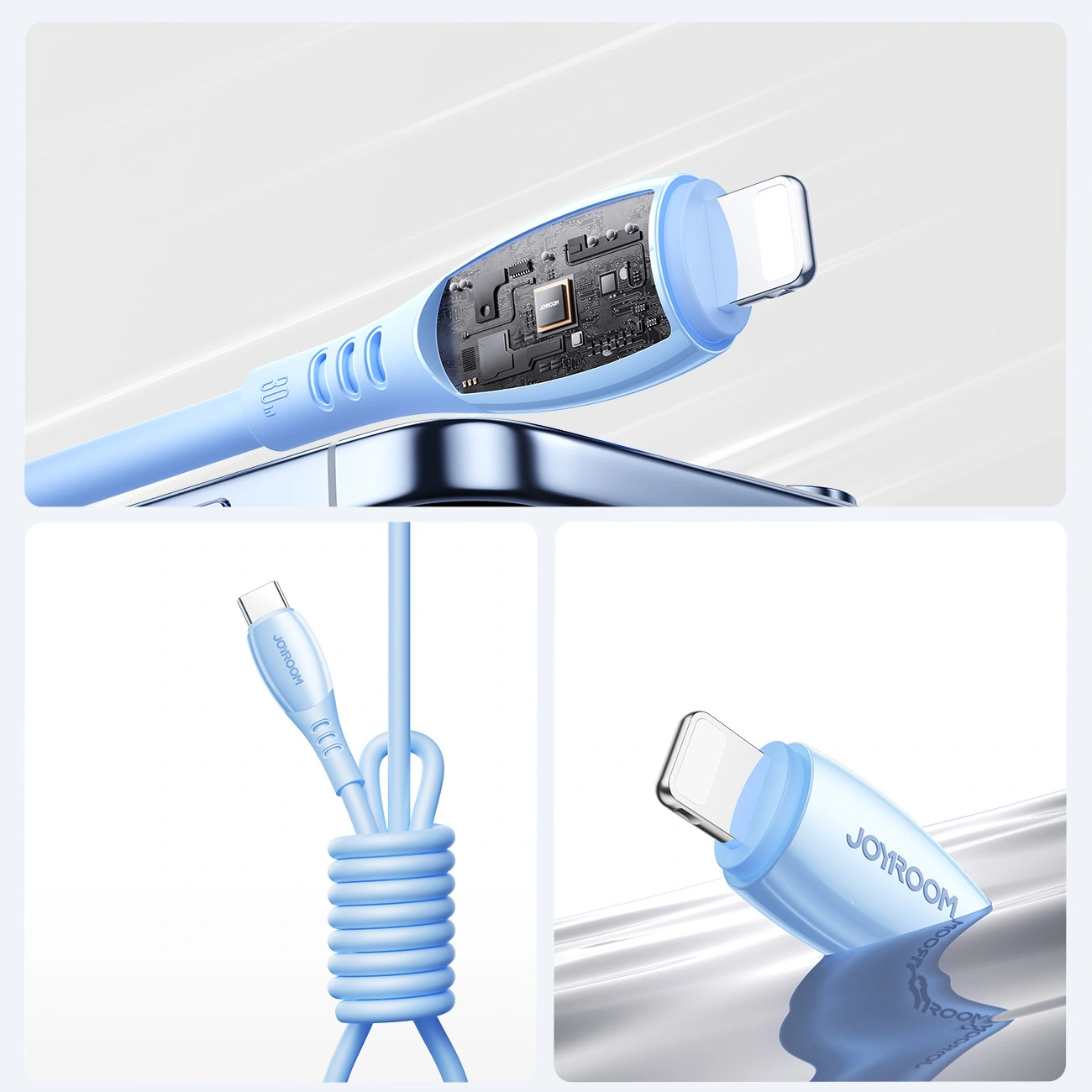 USB-C - Lightning Data- en Oplaadkabel Joyroom S-A59 Vibrant, 30W, 1.2m, Blauw