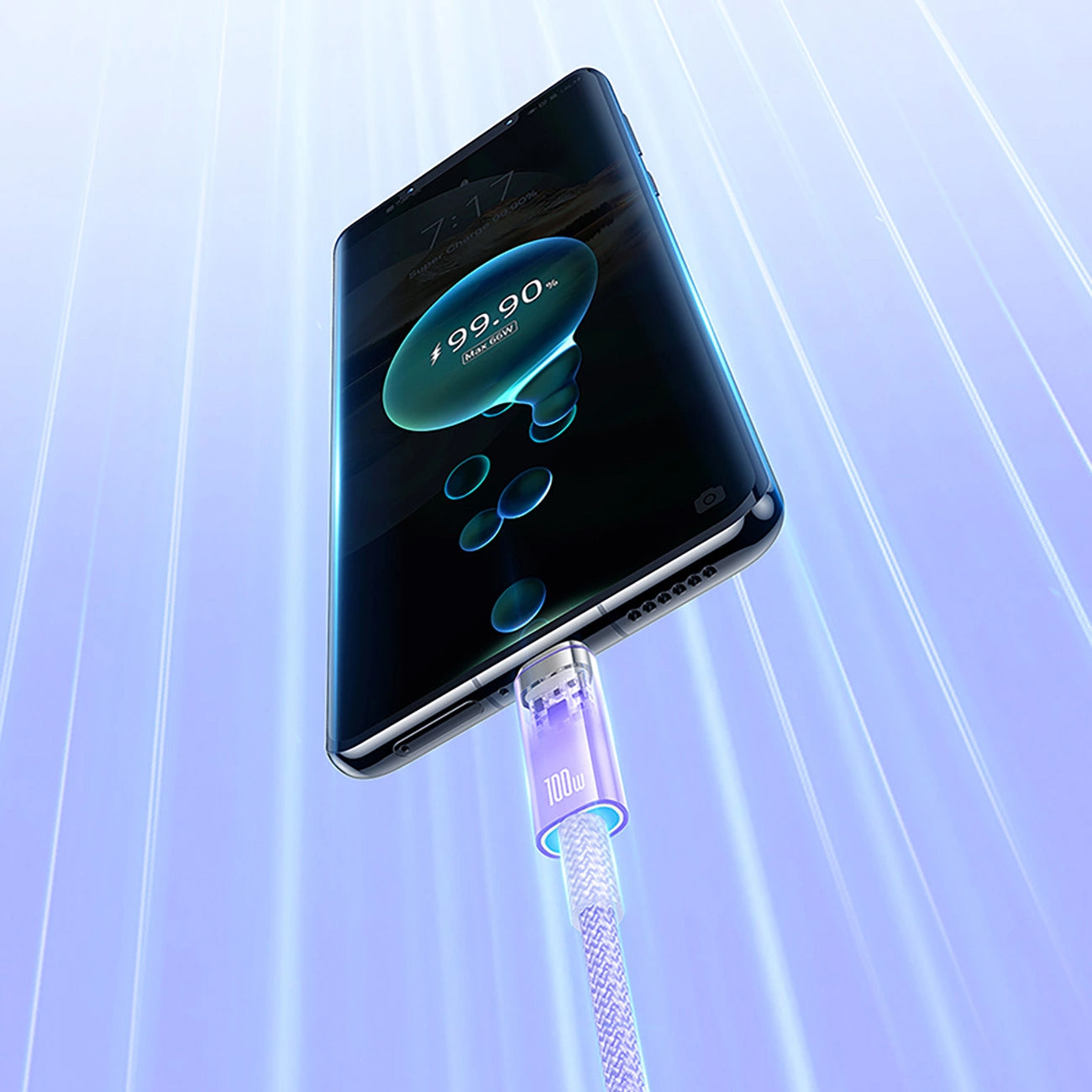 Câble de Données et de Charge USB-A - USB-C Baseus Explorer, 100W, 1m, Mauve CATS010405