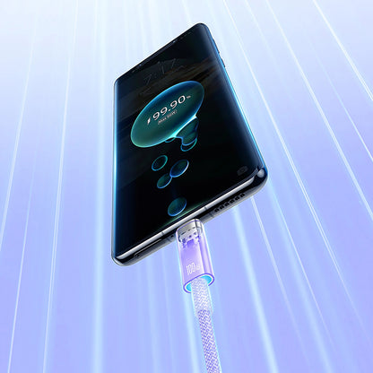 Câble de Données et de Charge USB-A - USB-C Baseus Explorer, 100W, 1m, Mauve CATS010405