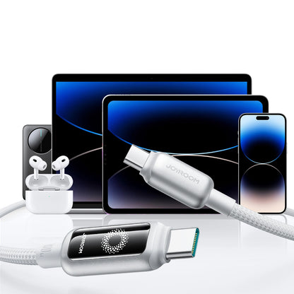 Câble de Données et de Charge USB-C - USB-C Joyroom S-A55 StarFlight Display, 100W, 1.2m, Blanc