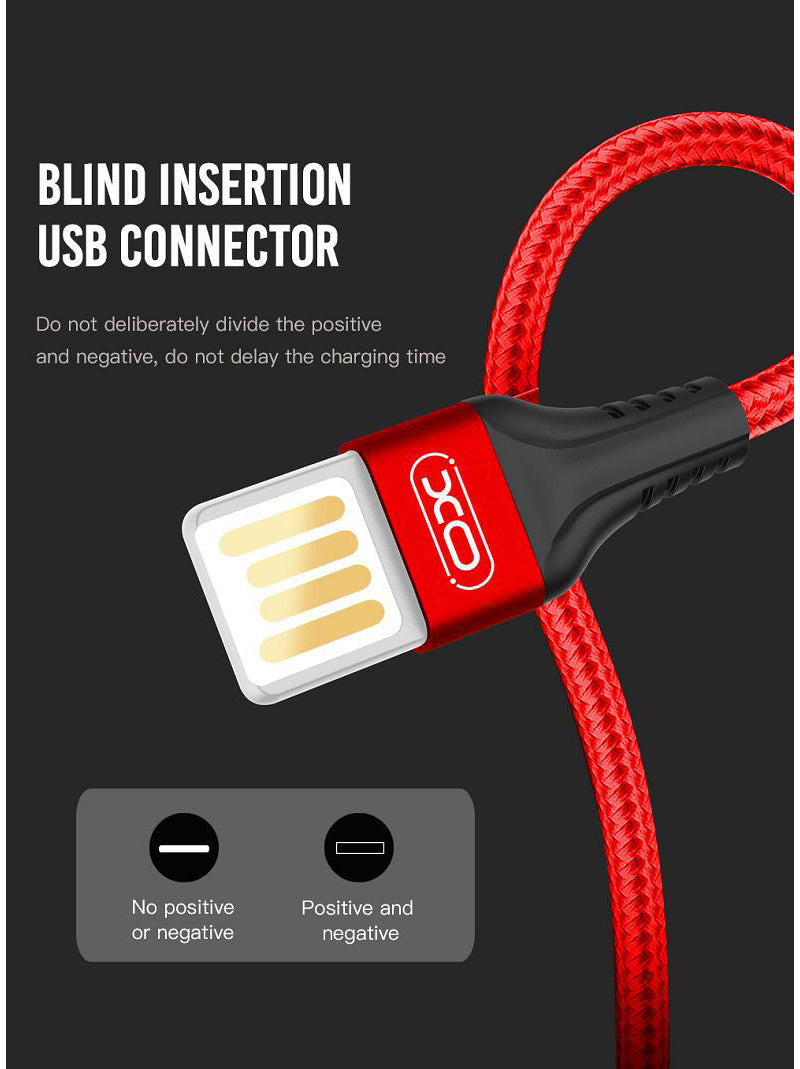 Data- en Oplaadkabel USB-A - microUSB XO Design NB118, 18W, 1m, Rood