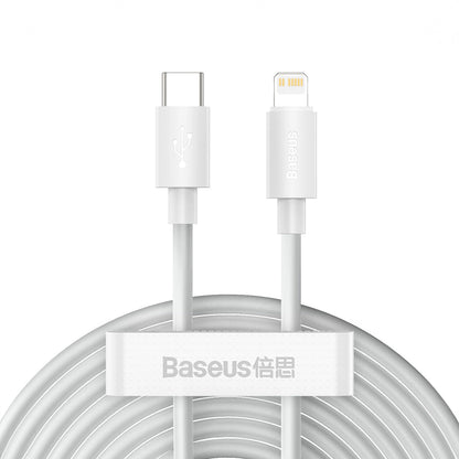 Baseus Eenvoudige Wijsheid USB-C - Lightning Data- en Laadkabel Eenvoudige Wijsheid, 20W, 1,5m, Set 2 stuks, Wit 