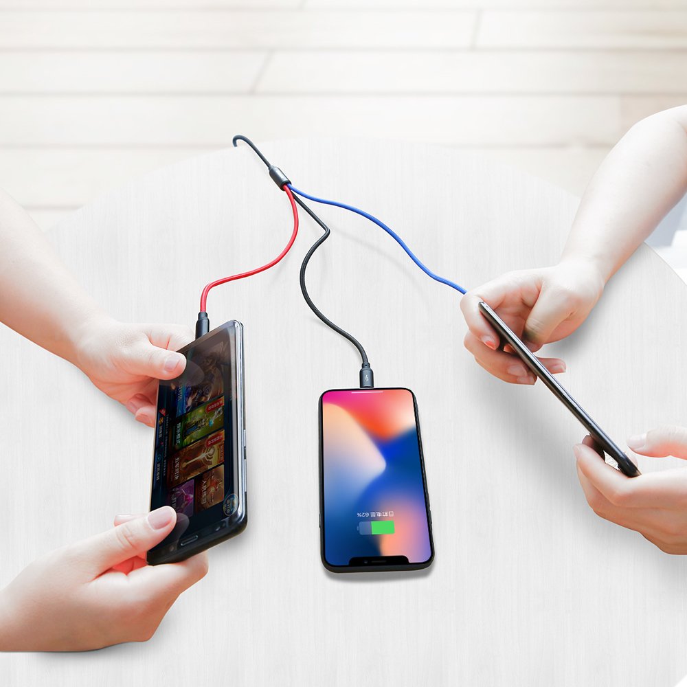 USB-A Charging Cable - Lightning / microUSB / USB-C Baseus Colors 3in1, 20W, 1.2m, Black CAMLT-BSY01