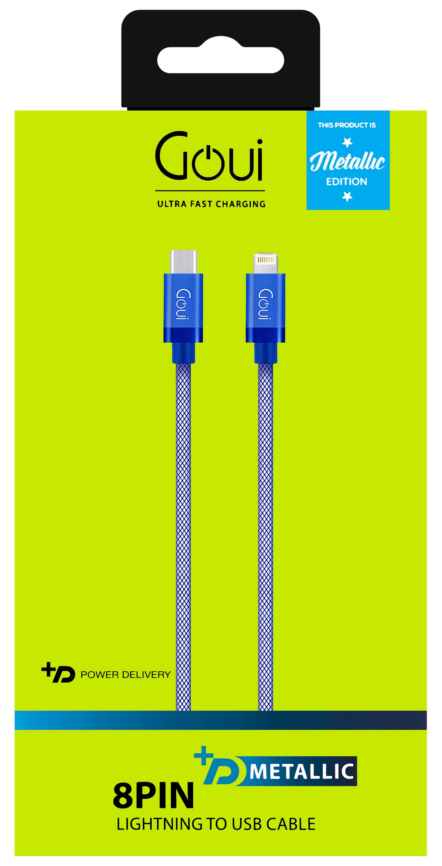 Data- en oplaadkabel USB-C - Lightning Goui Metallic, 18W, 1m, Blauw G-METALLICC94B