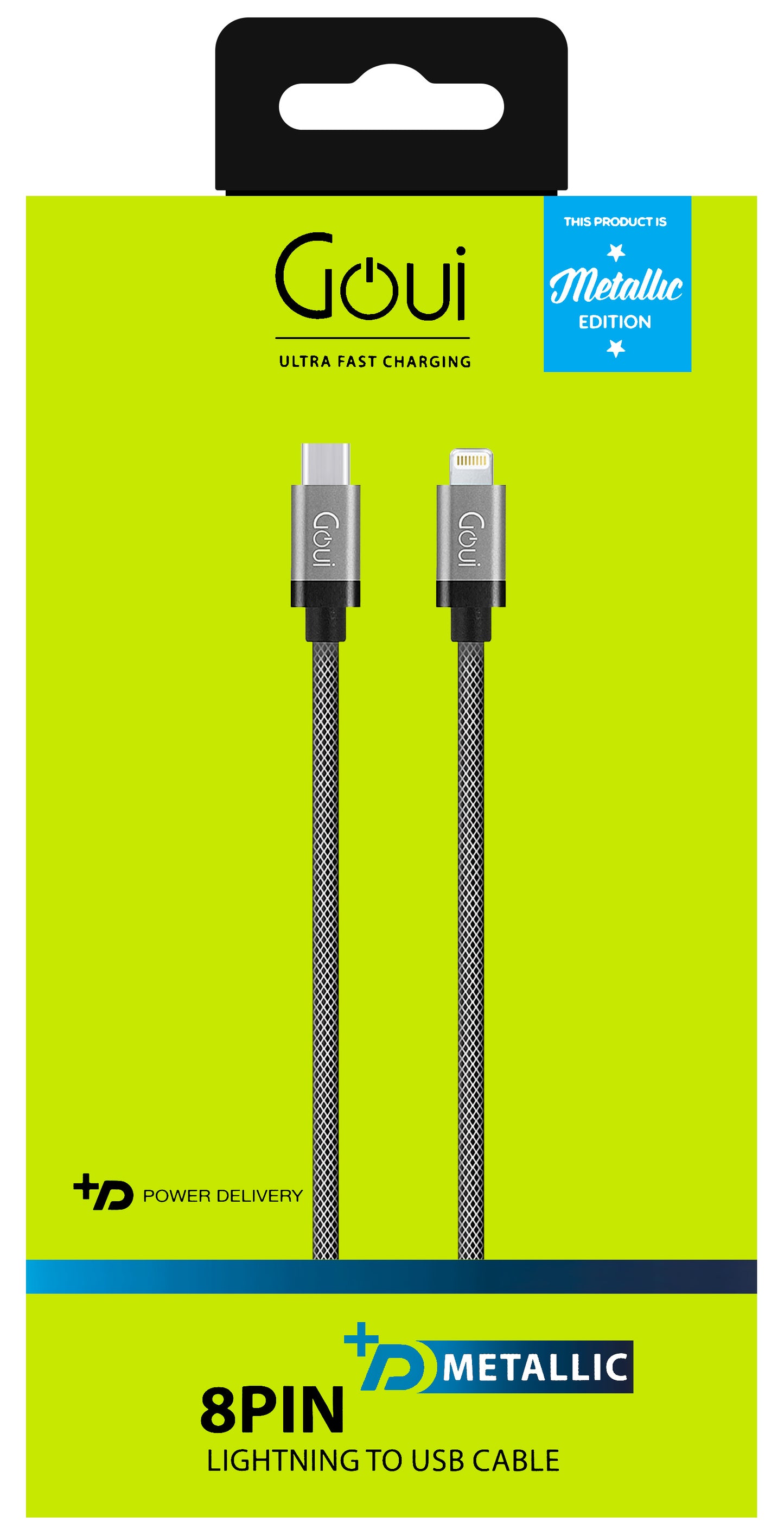 Data- en oplaadkabel USB-C - Lightning Goui Metallic, 18W, 1m, Grijs G-METALLICC94S