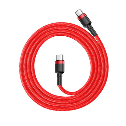 USB-C data- en oplaadkabel - USB-C Baseus Cafule, 60W, 1m, Rood CATKLF-G09