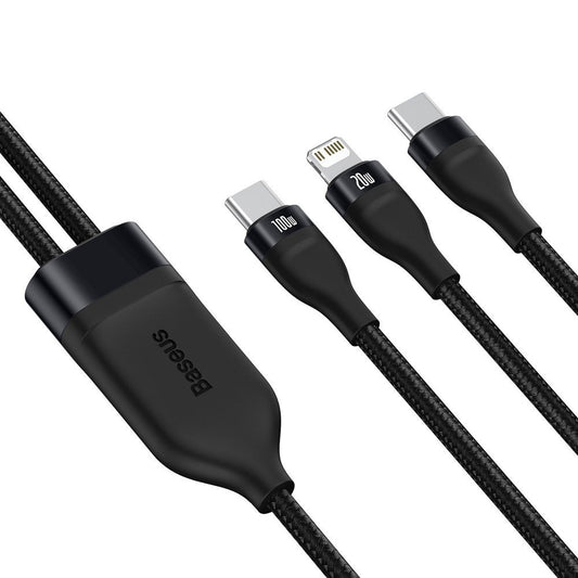 Câble de Données et de Charge USB-C - Lightning / USB-C Baseus Flash Series 2in1, 100W, 1.2m, Noir CA1T2-F01