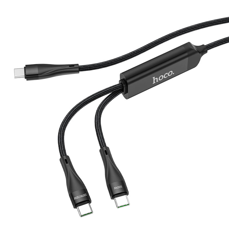 USB-C data- en oplaadkabel - USB-C HOCO U102 Super, 100W, 1,2 m, zwart