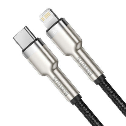 Data- en oplaadkabel USB-C - Lightning Baseus Cafule Metaalserie, 20W, 1m, Zwart CATLJK-A01