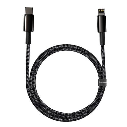 Data- en oplaadkabel USB-C - Lightning Baseus Tungsten Tungsten Gold, 20W, 1m, Zwart CATLWJ-01 CATLWJ-01