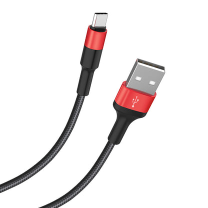 USB-A - USB-C Data- en Oplaadkabel HOCO X26 Xpress, 18W, 1m, Zwart Rood
