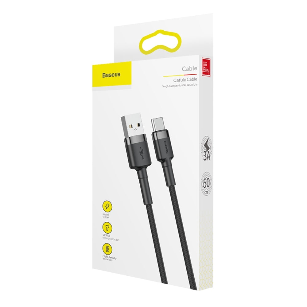 Data- en oplaadkabel USB-A - USB-C Baseus Cafule, 60W, 0,5m, Zwart CATKLF-AG1