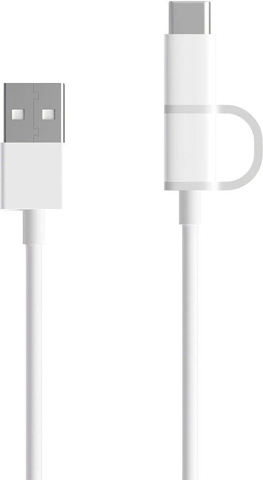 Data- en oplaadkabel USB-A - microUSB / USB-C Xiaomi Mi 2in1, 18W, 1m, Wit SJV4082TY 