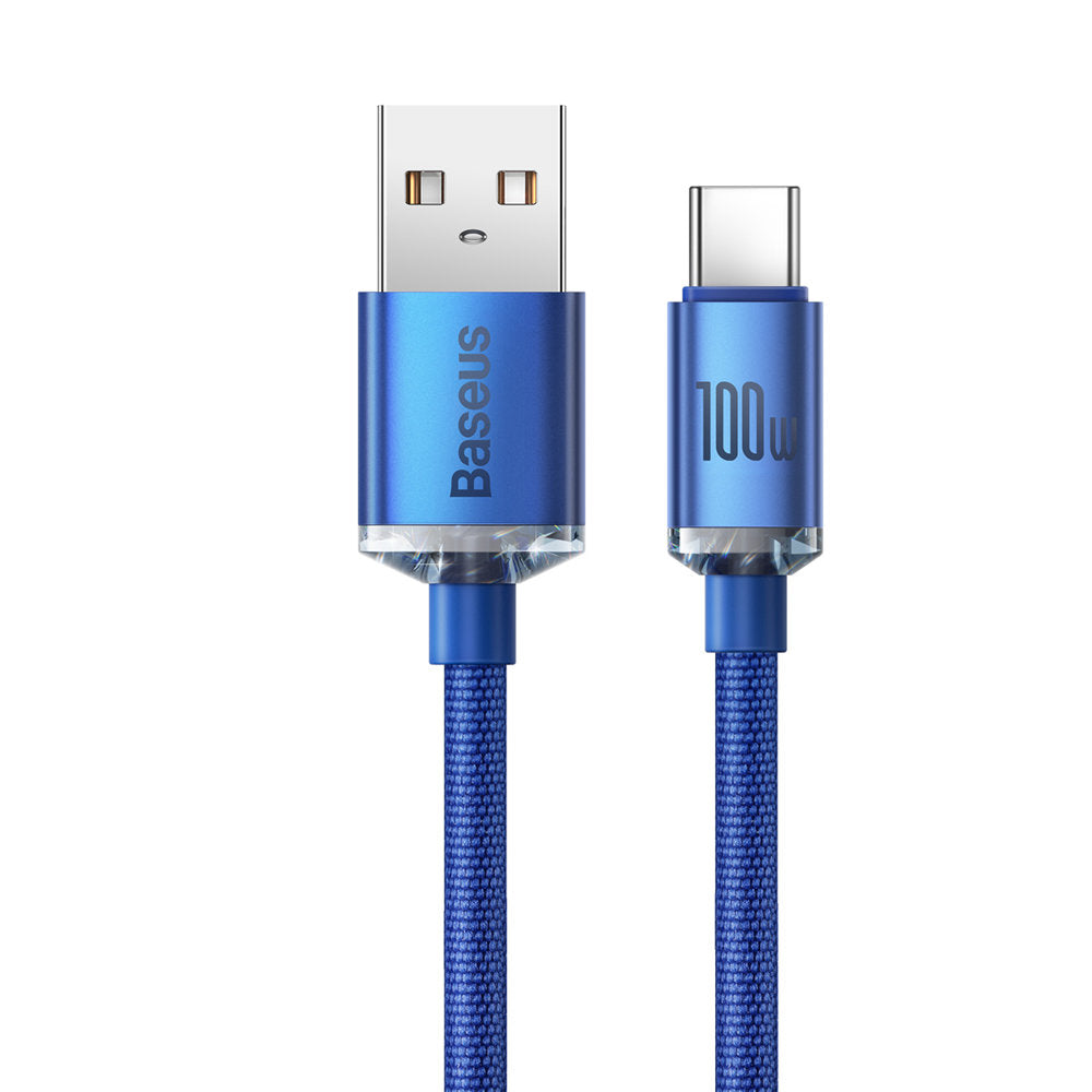 USB-A naar USB-C Baseus Crystal Shine Series data- en oplaadkabel, 100W, 1,2 m, blauw CAJYY000403 