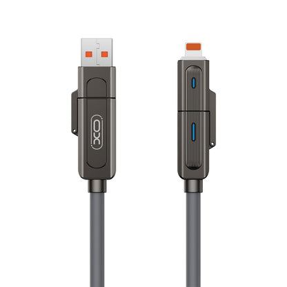 Data- en oplaadkabel USB-C / USB-A - USB-C / Lightning XO Design NB275 2in1, 60W, 1m, Zwart 