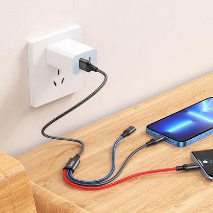 Câble de charge USB-A - Lightning / microUSB / USB-C HOCO X76 3en1, 18W, 1m, Multicolore