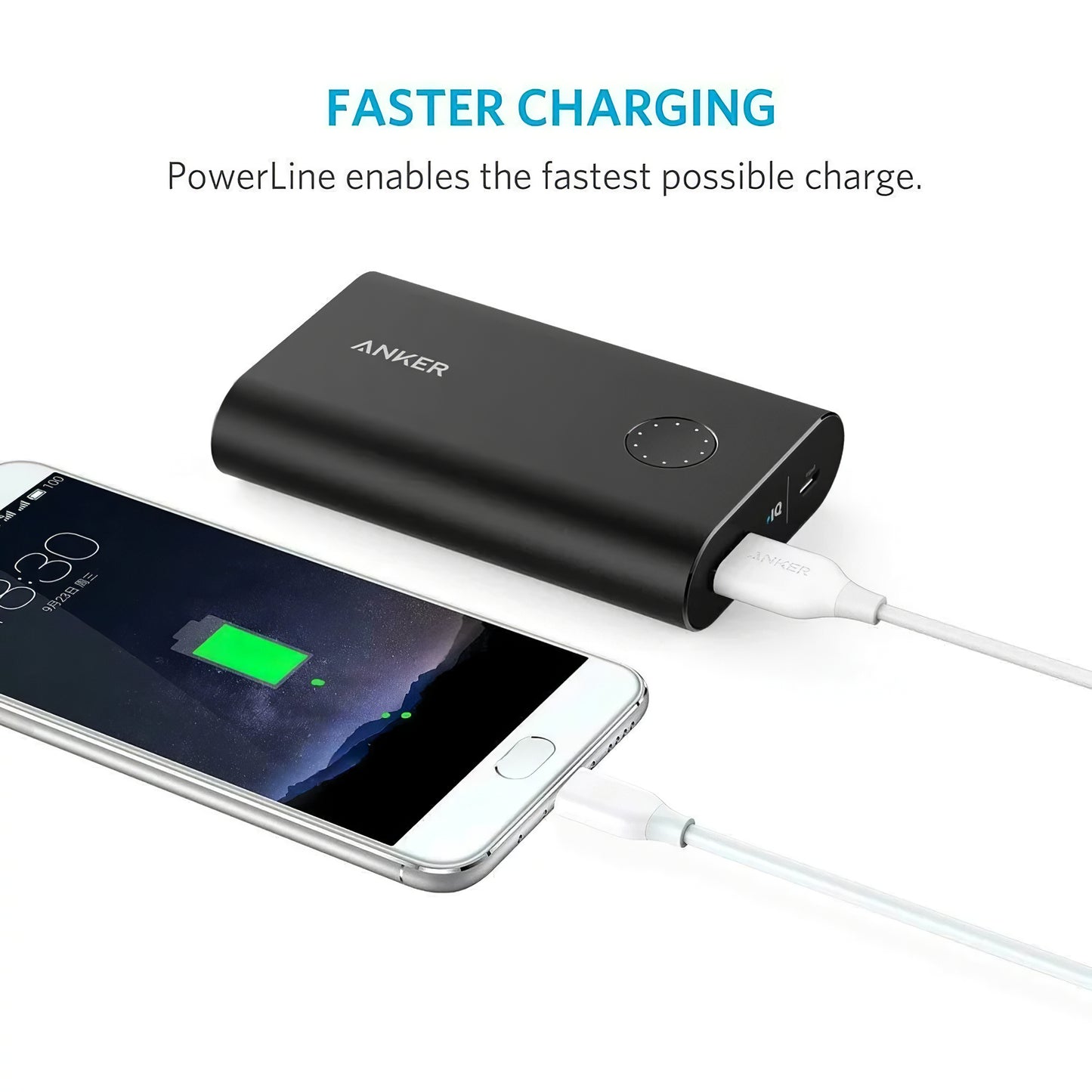 Câble de données et de charge USB-A vers USB-C Anker PowerLine, 18W, 0.9m, blanc A8163021 