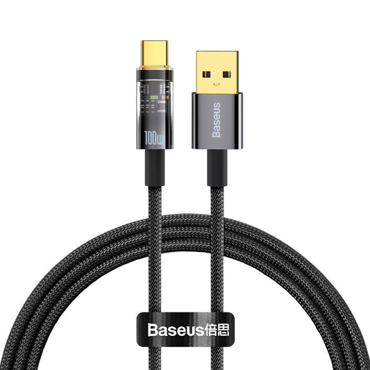 USB-A naar USB-C Baseus Explorer Data- en oplaadkabel, 100W, 1m, Zwart CATS000201 