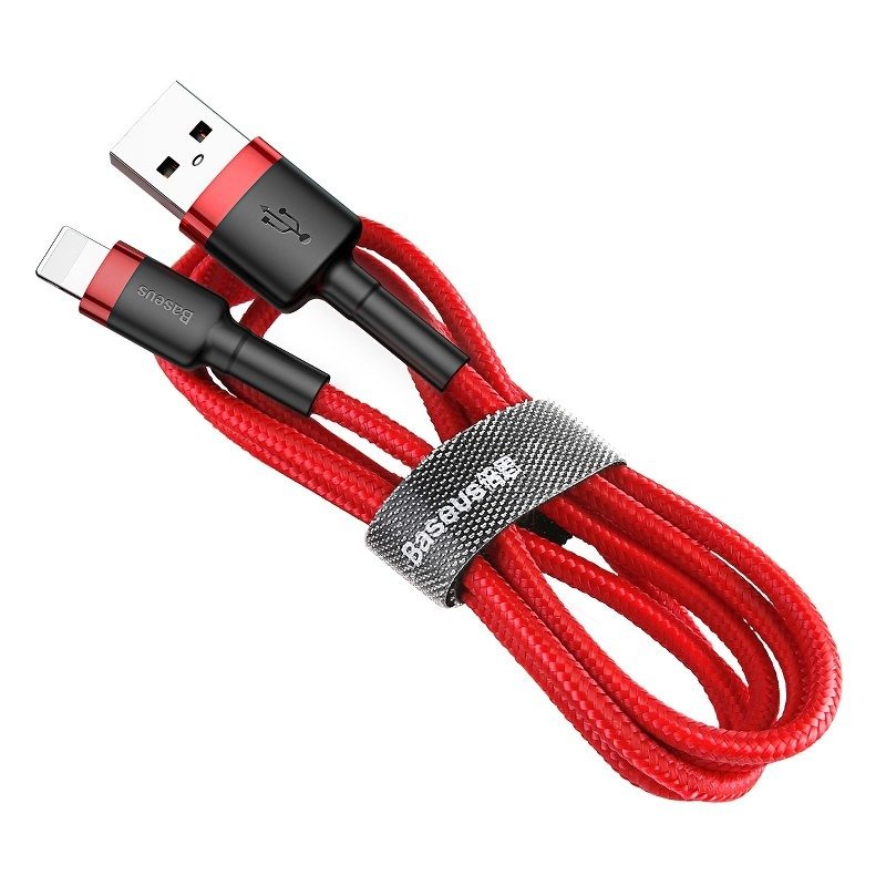 USB-A - Lightning Data- en Oplaadkabel Baseus Cafule, 18W, 1m, Rood CALKLF-B09