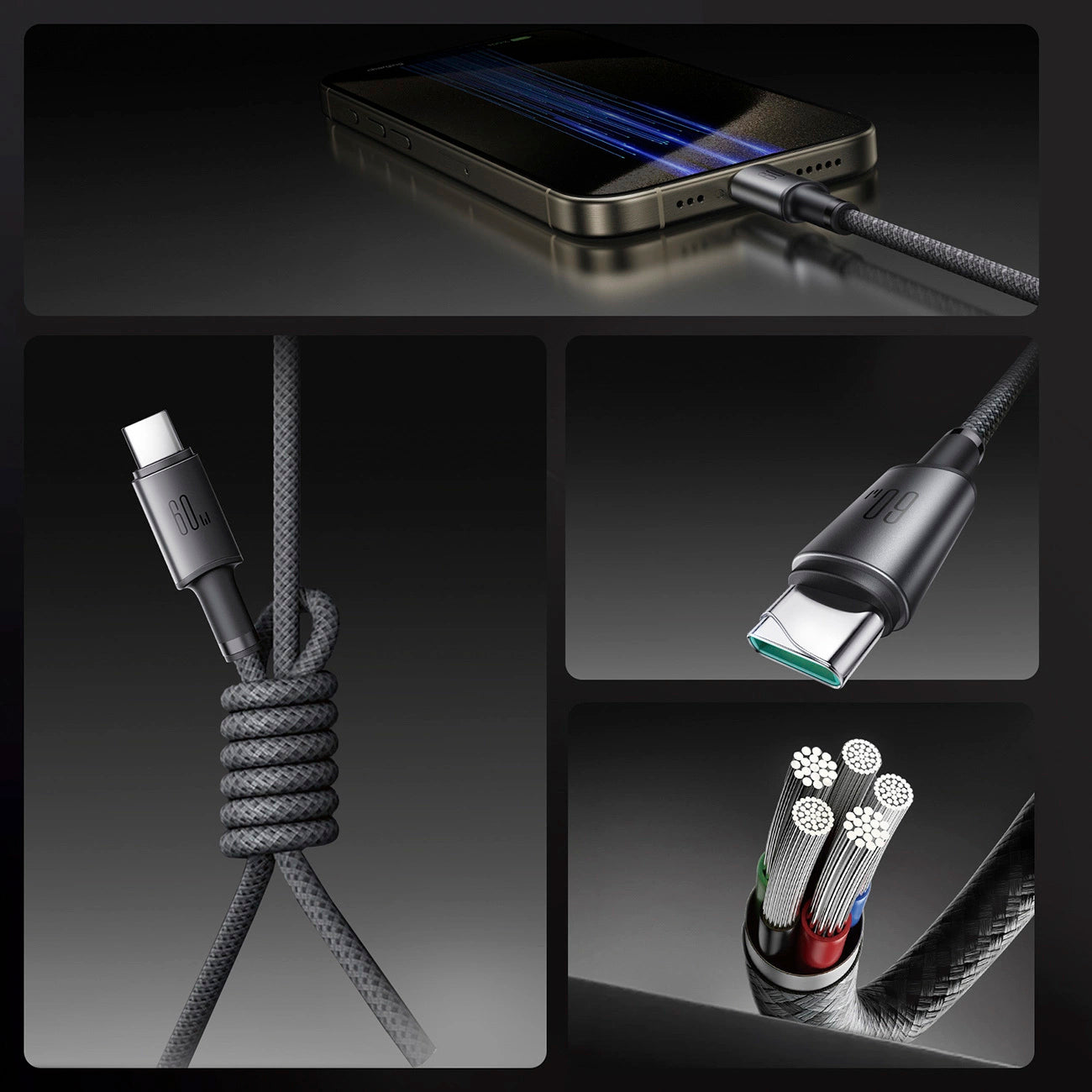 USB-C Data- en Oplaadkabel - USB-C Joyroom S-A50, 60W, 1.2m, Gri