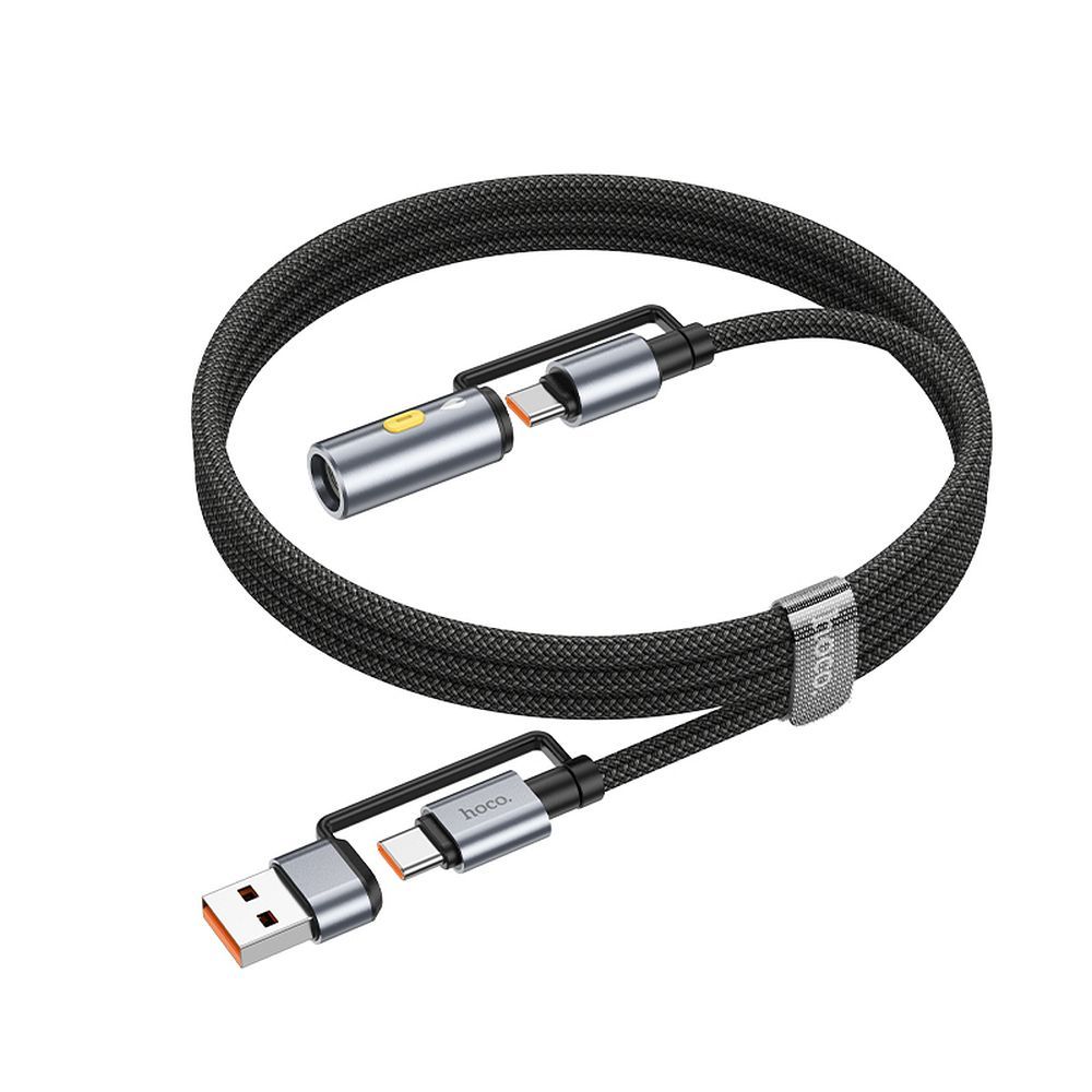 USB-C / USB-A Data- en Oplaadkabel - USB-C / Elektrische Aansteker HOCO U138, 60W, 1.2m, Zwart