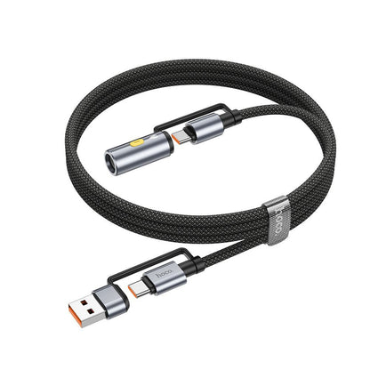 USB-C / USB-A Data- en Oplaadkabel - USB-C / Elektrische Aansteker HOCO U138, 60W, 1.2m, Zwart