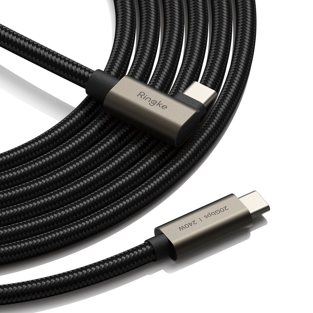 Câble de Données et de Charge USB-C - USB-C Ringke 2X2 Angled, 240W, 2m, Noir