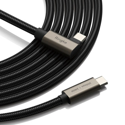 Câble de Données et de Charge USB-C - USB-C Ringke 2X2 Angled, 240W, 2m, Noir