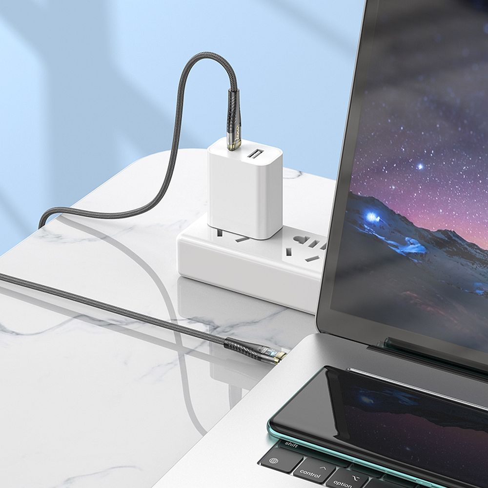 USB-C - USB-C Data- en Oplaadkabel HOCO U121, 60W, 1.2m, Zwart