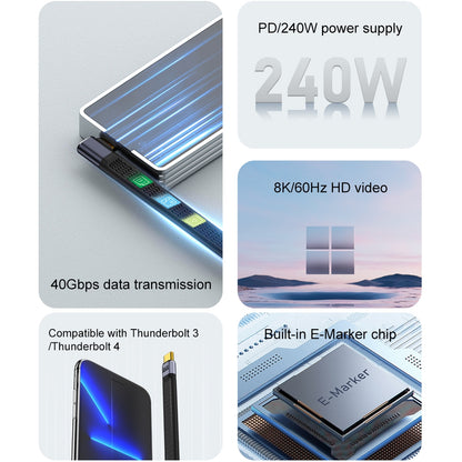 USB-C Data- en Oplaadkabel - USB-C OEM Angled 8K Video Versie 3, 240W, 0.15m, Zwart