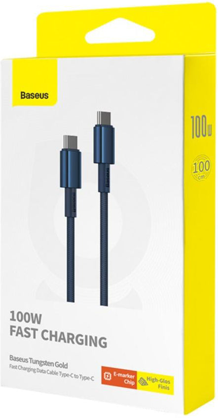 USB-C Daten- und Ladekabel - USB-C Baseus Tungsten Gold, 100W, 1m, Marineblau P10319800321-03