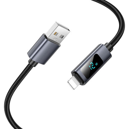 Data- en Oplaadkabel USB-A - Lightning HOCO Display X112, 18W, 1m, Zwart