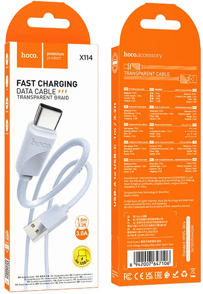 Câble de Données et de Charge USB-A - USB-C HOCO X114, 18W, 1m, Bleu