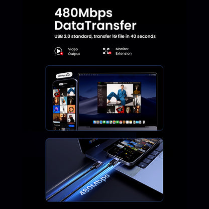 Câble de Données et de Charge USB-C - USB-C UGREEN L513, 240W, 1m, Noir